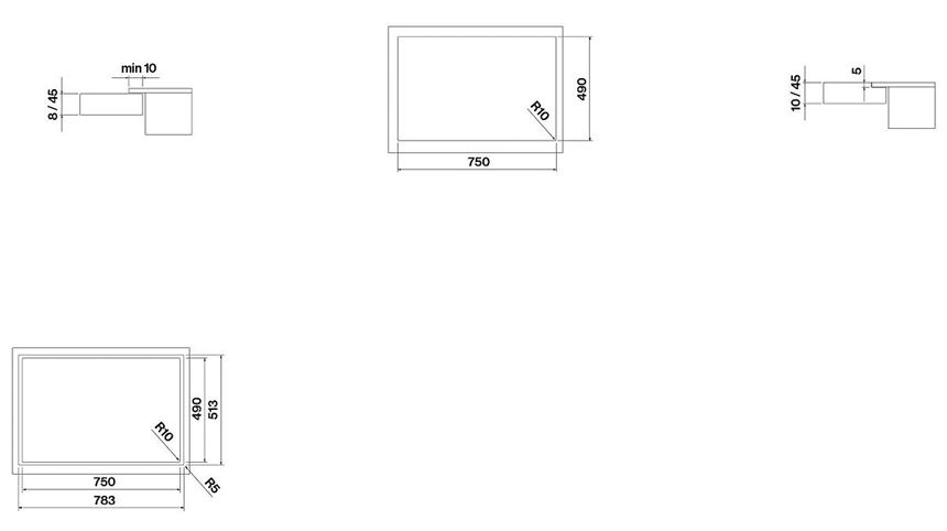 Схема встраивания 1 для варочной панели Falmec PIANO INDUZIONE BLACK MATT (78 х 51)