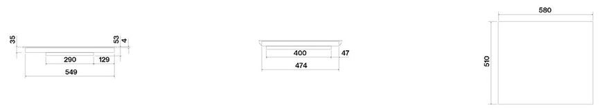 Схема встраивания 1 для варочной панели Falmec PIANO INDUZIONE BLACK MATT (58 x 51)