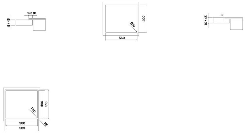 Схема встраивания 2 для варочной панели Falmec PIANO INDUZIONE BLACK MATT (58 x 51)