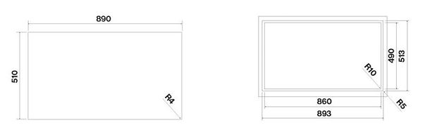 Схема встраивания для варочной панели Falmec PIANO INDUZIONE BLACK MATT (90 х 51)