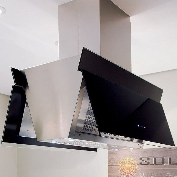 Вытяжка Falmec Design+ BUTTERFLY isola 90 inox vetro nero (800) preview 5