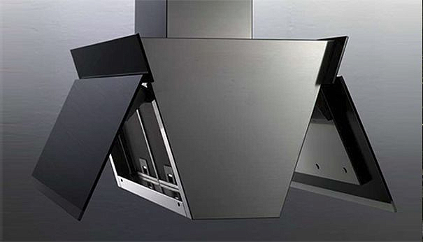 Вытяжка Falmec Design+ BUTTERFLY isola 90 inox vetro nero (800) preview 3